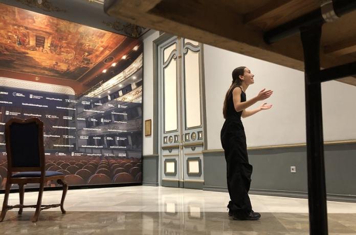 La intérprete Patricia Navas esta mañana en el casting de 'Aquí también los árboles son verdes'